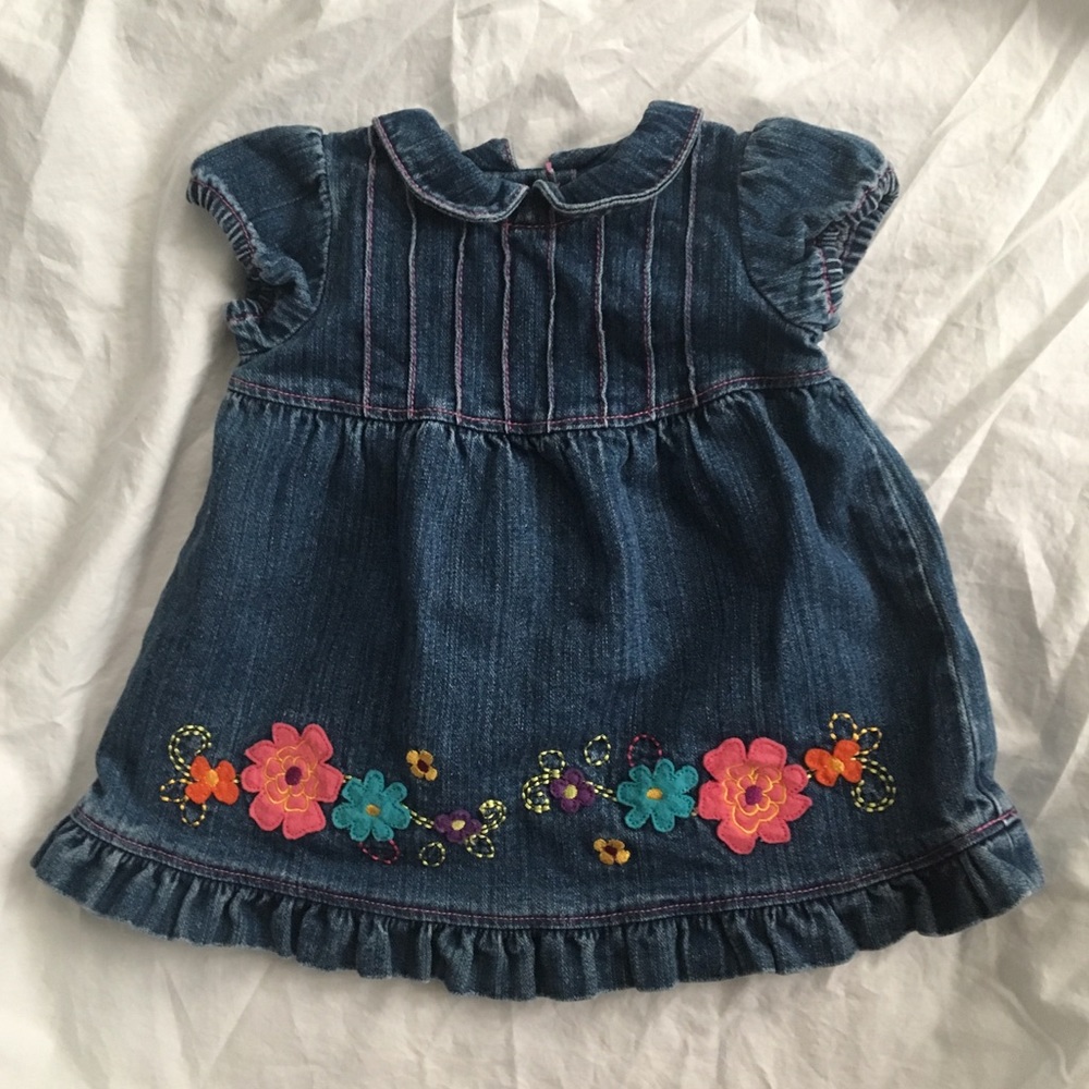 Hanna Andersson Denim Appliqué Dress 60 3-6 months